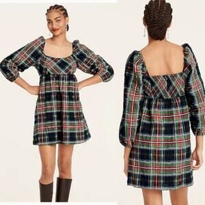 J. Crew | Tartan Plaid Puff Sleeve Mini Dress Size 10 New‎ with Tag